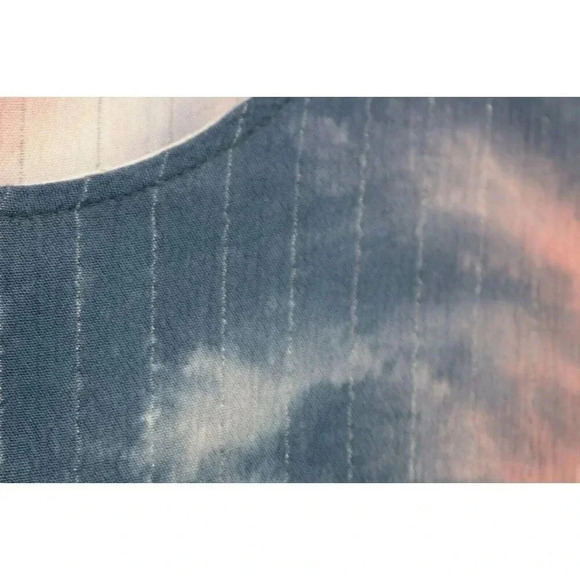 Umgee USA Tie Dyed Dress-Metallic Stripes-Frayed Hemline-Size Medium - Picture 4 of 8